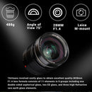 7artisans 28mm F1.4 Lens for Leica M -Mount Series Cameras - Black