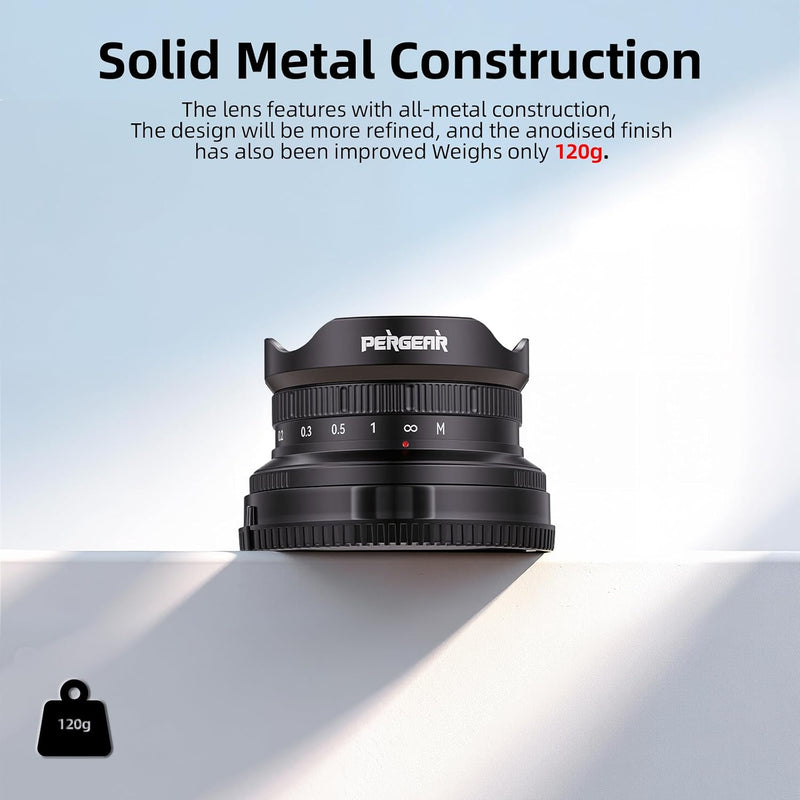 Pergear 10mm F5.6 II APS-C Fisheye Lens, 172° Ultra-Wide Angle Manual