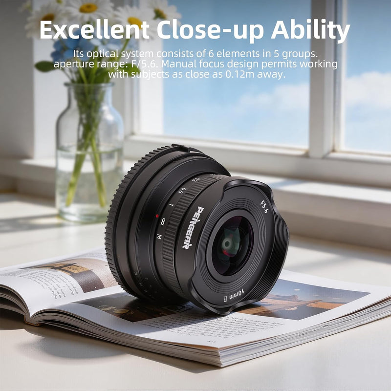 Pergear 10mm F5.6 II APS-C Fisheye Lens, 172° Ultra-Wide Angle Manual