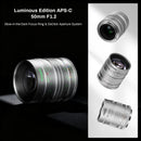 Pergear 50mm F1.2 APS-C Large Aperture MF Lens for X/E/Z/RF and M4/3 Mount Cameras