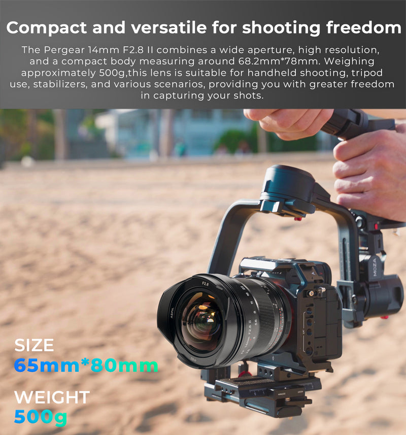 Pergear 14mm F2.8 II Full-Frame Manual Lens for Sony, Nikon, Canon, Leica Cameras