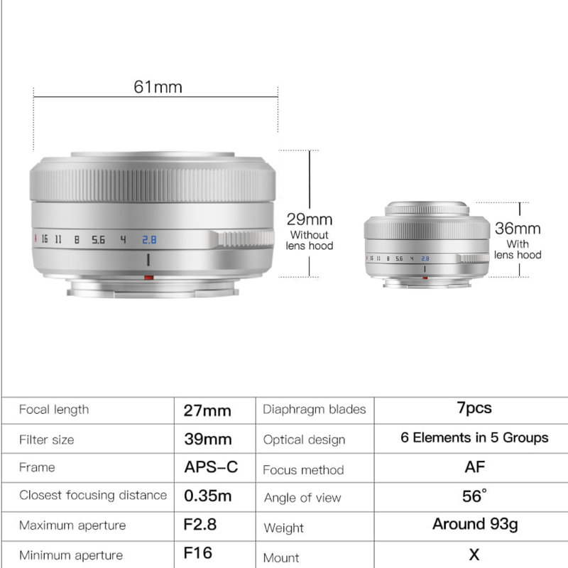 TTArtisan 27mm Autofocus Lens for Fuji, Sony and Nikon