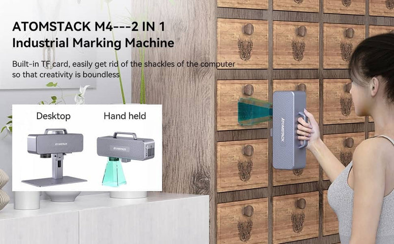 Atomstack Desktop M4 Handheld 2-in-1 Laser 10W Power End Pump Optical Fiber Marking Machine