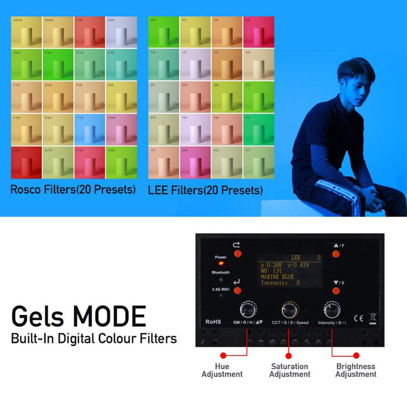FalconEyes RX-818-K1 RGB Photo Light, 2800K to 10000K