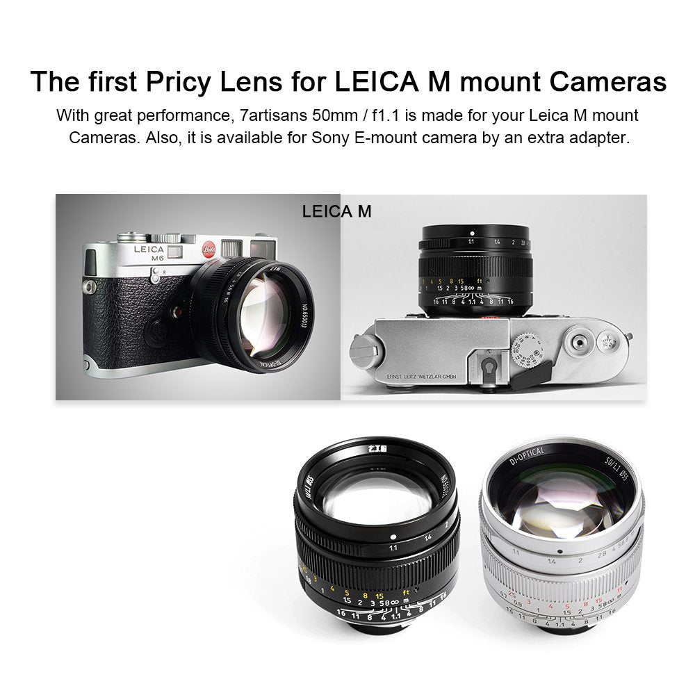 7artisans 50mm F1.1 Full Frame Large Aperture Fixed Lens for Leica Cameras