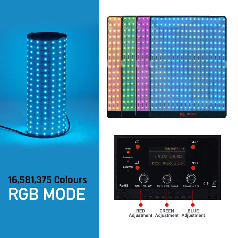 FalconEyes RX-818-K1 RGB Photo Light, 2800K to 10000K
