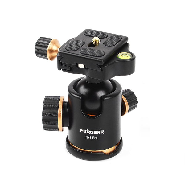 Pergear TH3 Pro DSLR Camera Tripod Ball Head, U-Shaped Groove Design for Easy Switching Into Vertical Mode