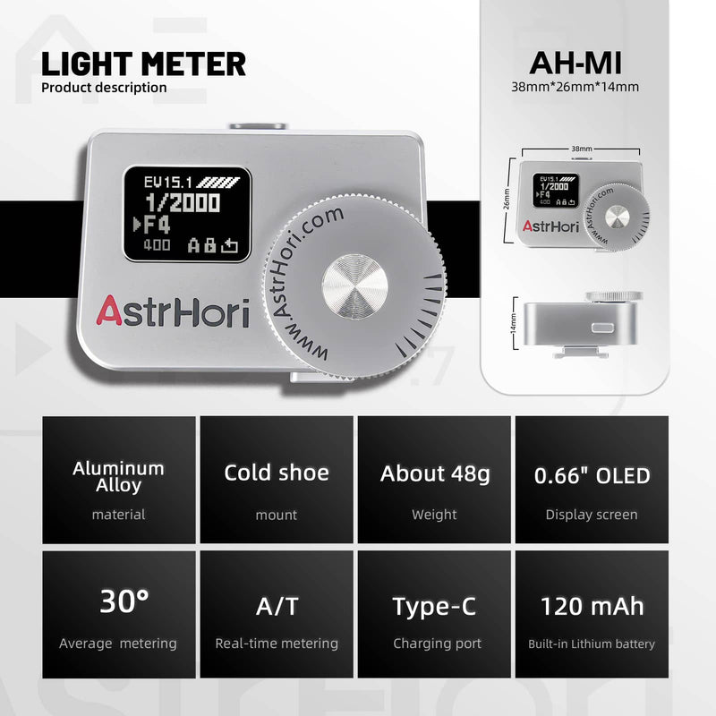 AstrHori AH-M1 Light Meter OLED Real-time Metering for Old Cameras