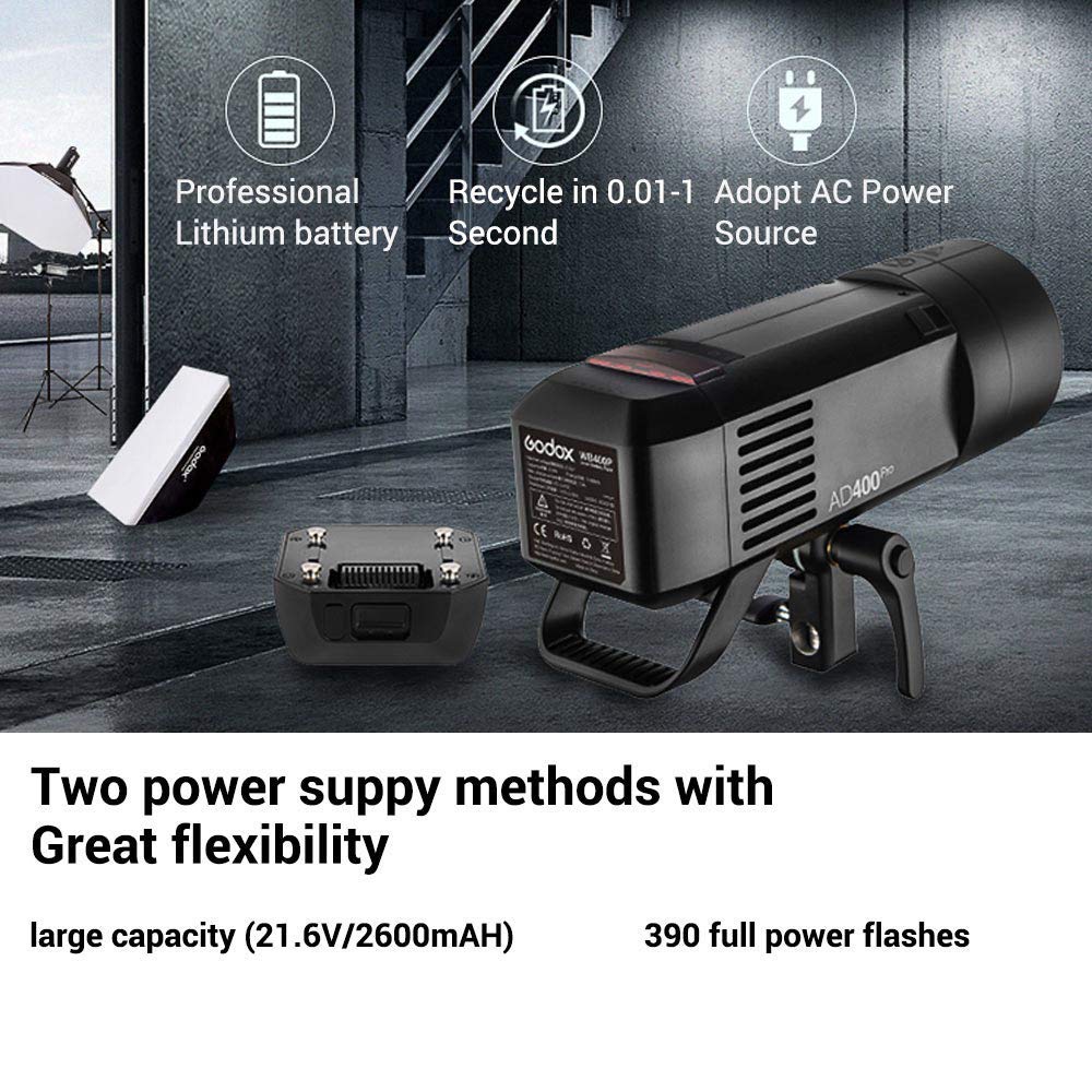 Ad400 Pro Godox AD400 Pro AD400Pro 400ws GN72 TTL Battery-Powered Monolight – Pergear