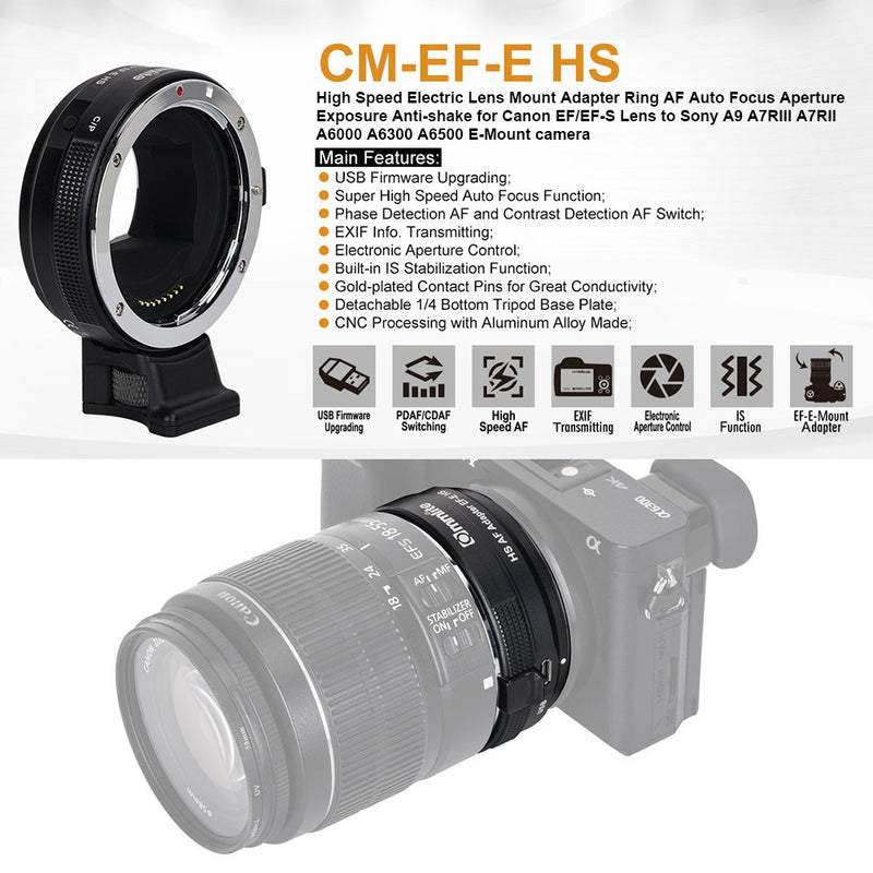 Commlite CM-EF-E High-Speed Electronic AF Lens Mount Adapter | Pergear