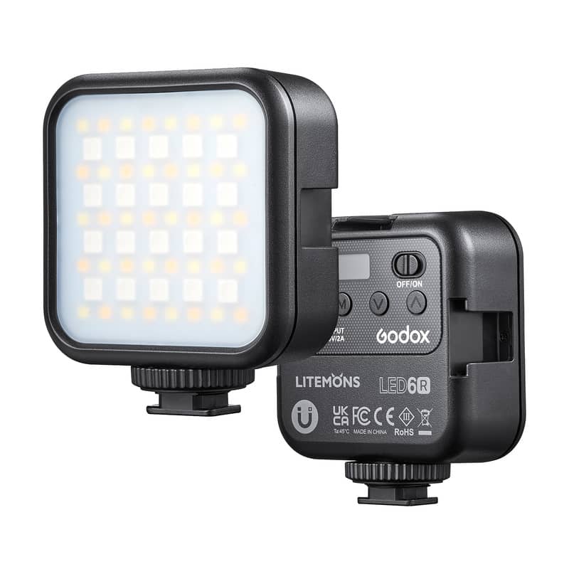Godox LED6R RGB Video Light – 6W, 13 FX Effects, 3 Cold Shoes, 3200K-6500K
