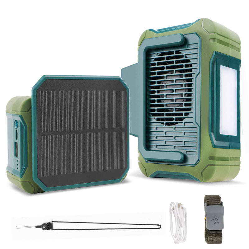 PERGEAR Portable 10000mAh Waist Clip Fan, Support USB and Solar Charging
