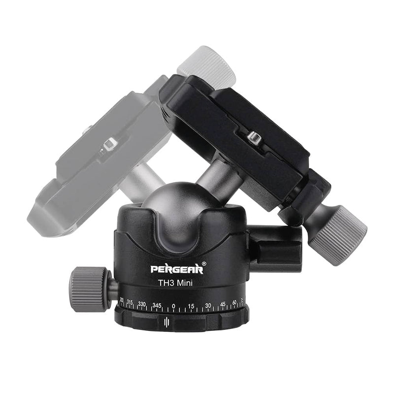 Pergear TH3 Mini Ball Head, Free Rotation Tripod Head for DSLR Cameras, Monopods, Gopro, Slider, etc.