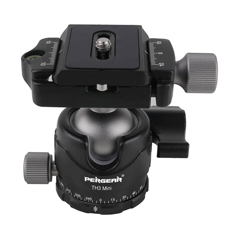 Pergear TH3 Mini Ball Head, Free Rotation Tripod Head for DSLR Cameras, Monopods, Gopro, Slider, etc.