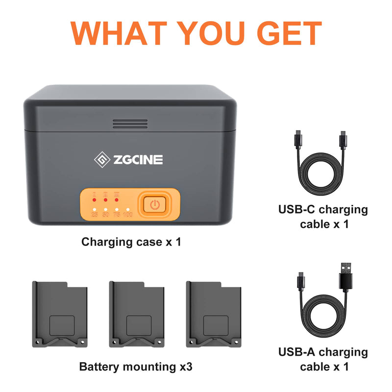 ZGCINE PS-G10 Charging Case for GoPro 11/10/9/8/7/6/5 Battery with 3 Charging Slots