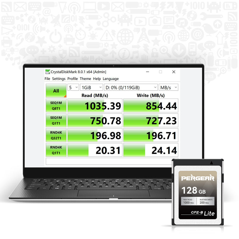 PERGEAR CFE-B Lite 128GB Cfexpress Type-B Memory Card