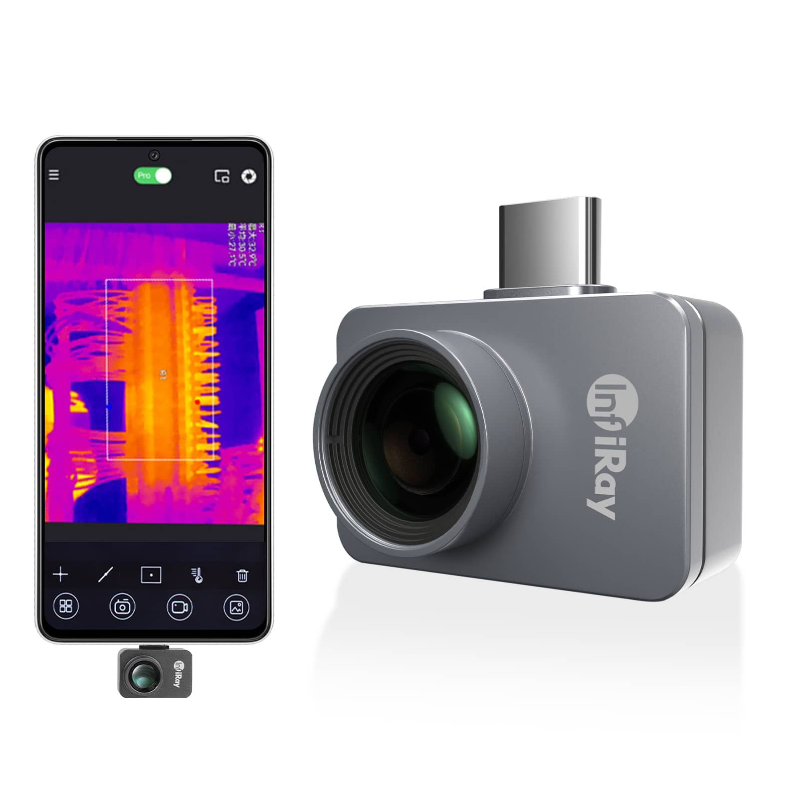 Voice Recorder Thermal Camera For Android, InfiRay P2 Pro