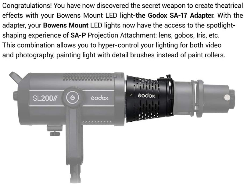 Godox SA-17 Bowens Mount to Godox SA-P Projection Attachment Adapter