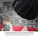 LAOFAS Deep Parabolic Softbox with Bowens Mount, Quick Set-up Umbrella Soft Box  for Godox, Nicefoto, Falconeyes, Aputure(70cm/90cm/120cm)