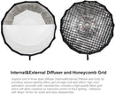 LAOFAS Deep Parabolic Softbox with Bowens Mount, Quick Set-up Umbrella Soft Box  for Godox, Nicefoto, Falconeyes, Aputure(70cm/90cm/120cm)