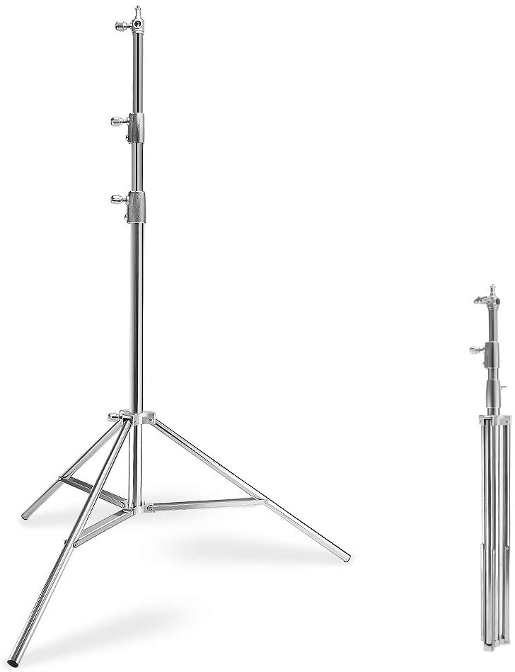 LAOFAS Stainless Steel Light Stand 9.18ft, Spring Cushioned, Supports ...