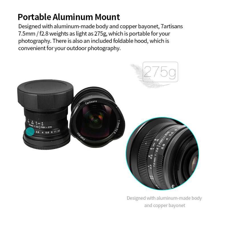 7artisans 7.5mm F2.8 Lens for Sony, Panasonic, Fuji and Canon