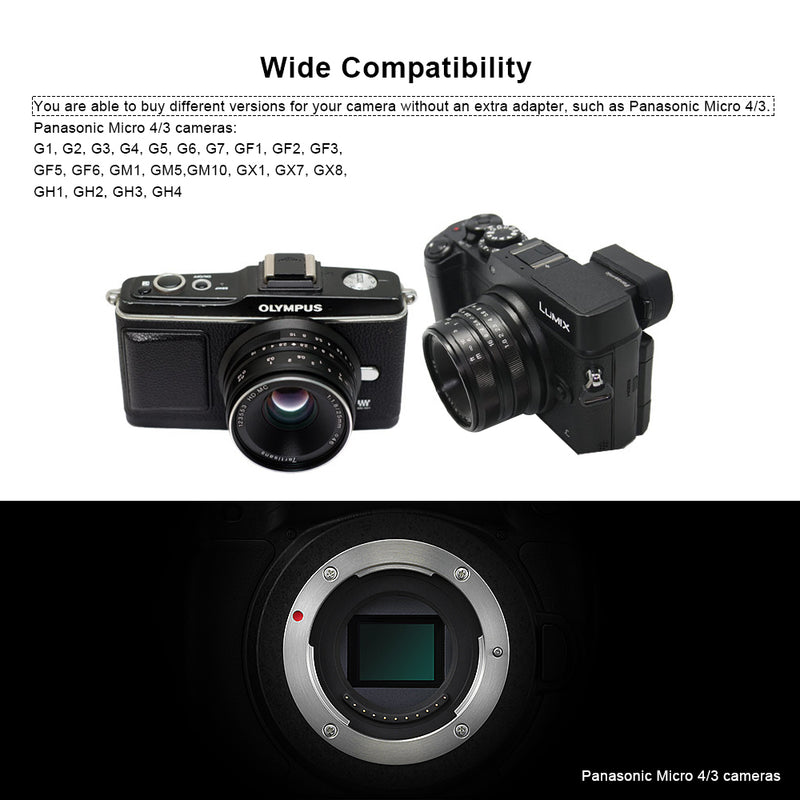 7artisans 25mm F1.8 Lens for Fujifilm/Sony E-Mount/ 4/3 Mount Cameras