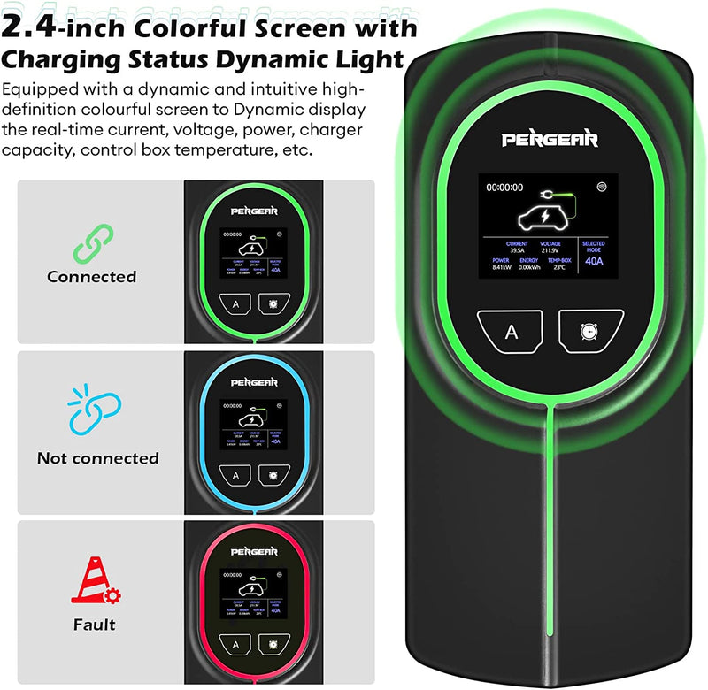 PERGEAR P2 Level 2 EV Charger, 2-in-1 Portable and Wall-mounted EV Charger