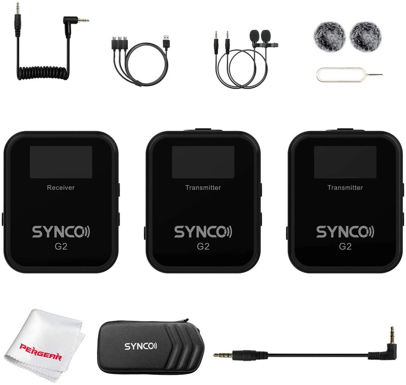 SYNCO Draadloze lavalier-microfoon, G2 (A2), lavalier-microfoonsysteem 2,4 G met TFT-display voor smartphone, DSLR-camera, YouTube Live Streaming en vlogging SYNCO Draadloze lavalier-microfoon, G2 (A2), lavalier-microfoonsysteem 2,4 G met TFT-display voor smartphone, DSLR-camera, YouTube Live Streaming en vlogging