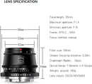 TTArtisan 35mm F1.4 Manual Focus APS-C Format Fixed Lens for Fuji Cameras